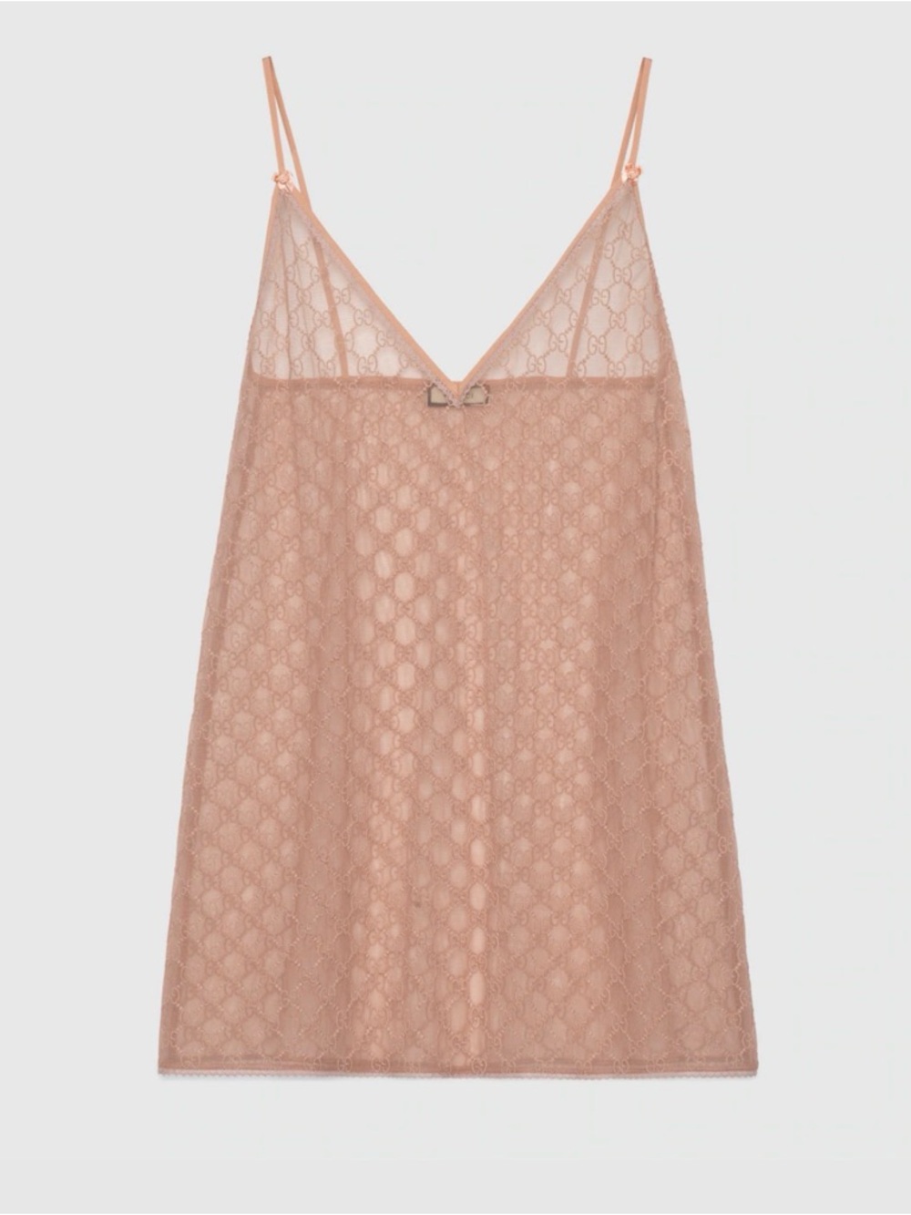 Gucci Blush Pink Tulle  Lace Slip Chemise